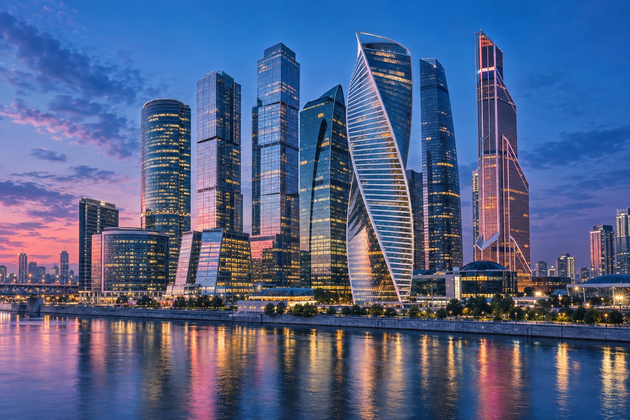 Вечерняя Москва: архитектурная иллюстрация